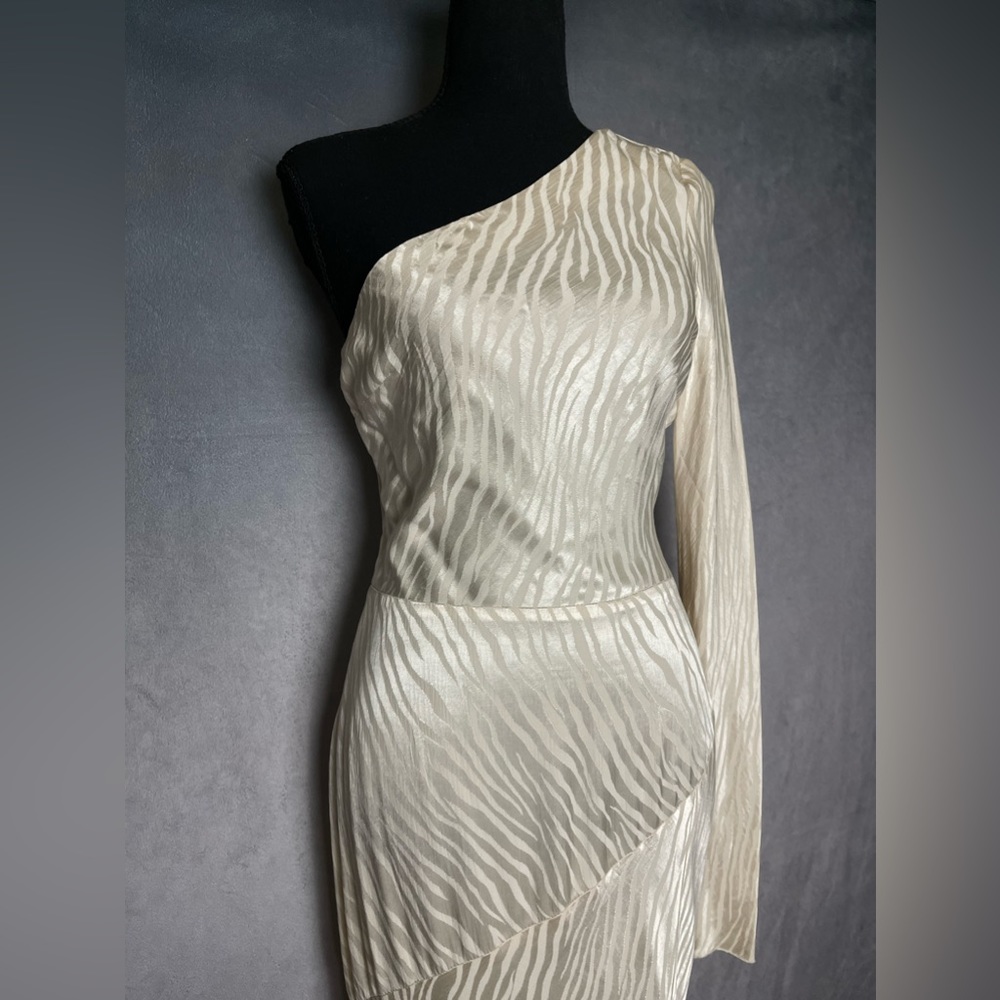 Bec + Bridge Beige KAT ASYM MIDI DRESS size 4 - Picture 5 of 6
